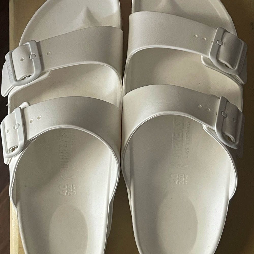 White Birkenstock Slide Sandals